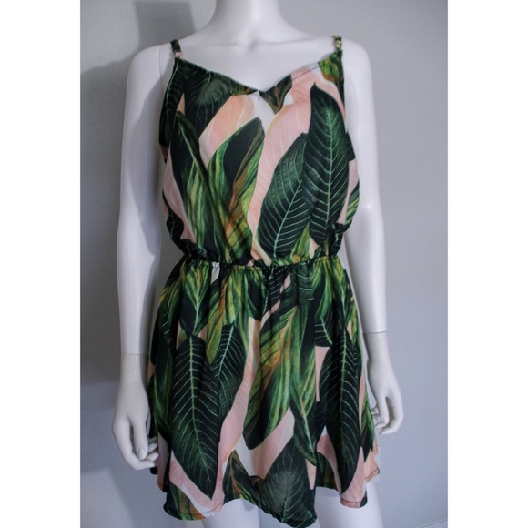 ZAFUL Tropical Leaf Print Cami Mini Dress Size M - Picture 11 of 16